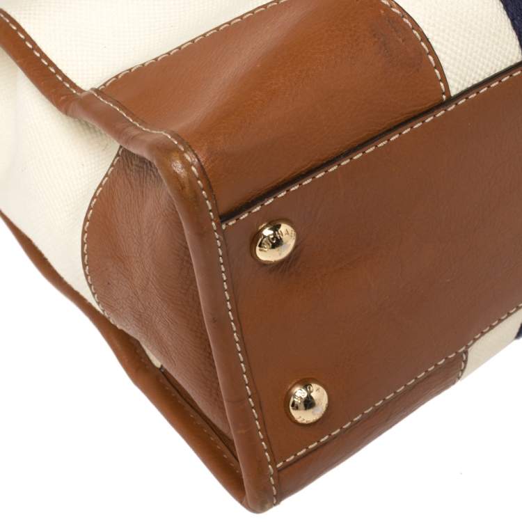 Pre Owned MICHAEL Michael Kors Multicolor Color Leather and Canvas Large Hamilton Tote