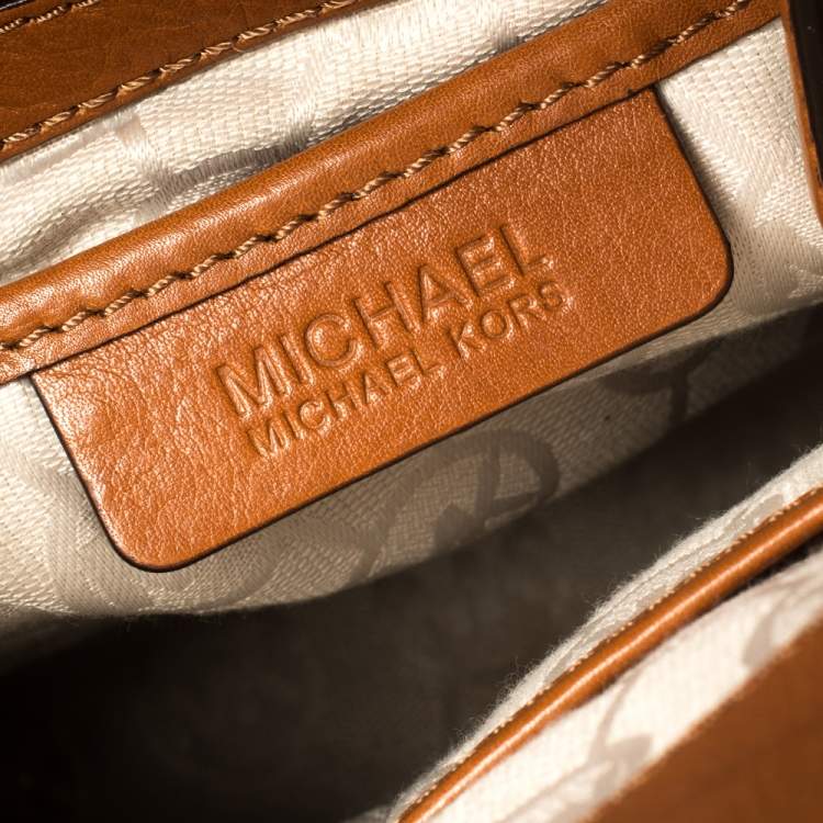 Pre Owned MICHAEL Michael Kors Multicolor Color Leather and Canvas Large Hamilton Tote