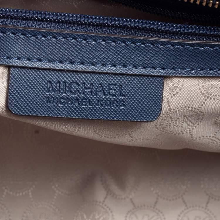 Pre Owned MICHAEL Michael Kors Navy Blue Saffiano Leather Medium Selma Tote
