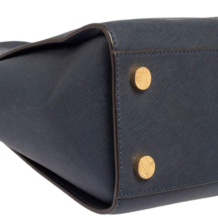 Pre Owned MICHAEL Michael Kors Navy Blue Saffiano Leather Medium Selma Tote