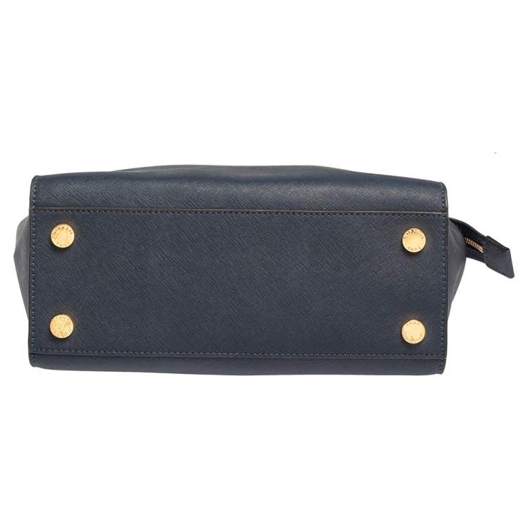 Pre Owned MICHAEL Michael Kors Navy Blue Saffiano Leather Medium Selma Tote