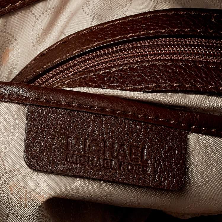 Pre Owned MICHAEL Michael Kors Dark Brown Woven Leather Large Hamilton North South Tote