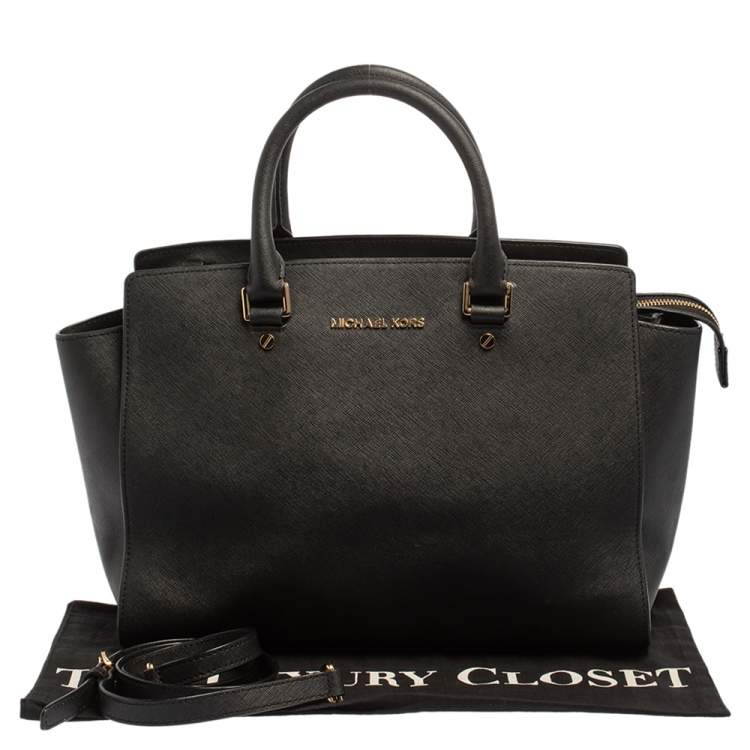 Pre Owned MICHAEL Michael Kors Black Saffiano Leather Large Selma Tote