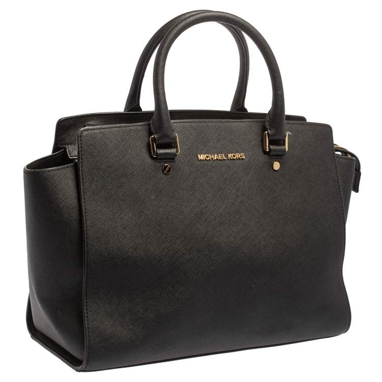 Pre Owned MICHAEL Michael Kors Black Saffiano Leather Large Selma Tote