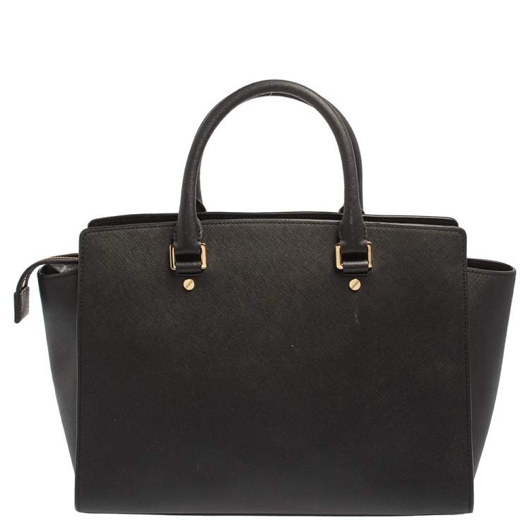 Pre Owned MICHAEL Michael Kors Black Saffiano Leather Large Selma Tote