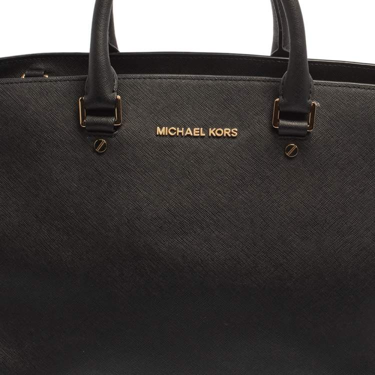 Pre Owned MICHAEL Michael Kors Black Saffiano Leather Large Selma Tote
