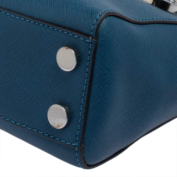 Pre Owned MICHAEL Michael Kors Blue Leather Mini Cynthia Tote