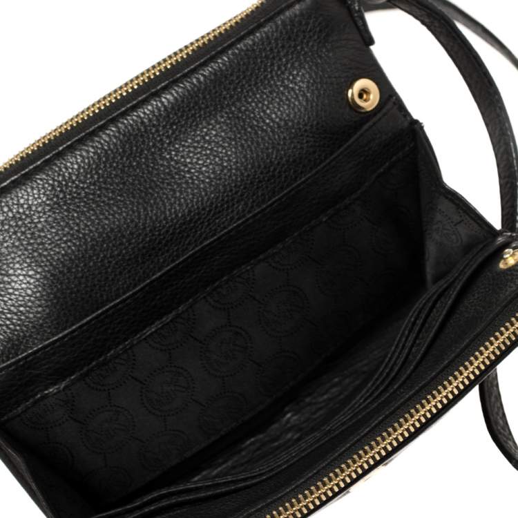 Pre Owned MICHAEL Michael Kors Black Leather Large Fulton Crossbody Bag
