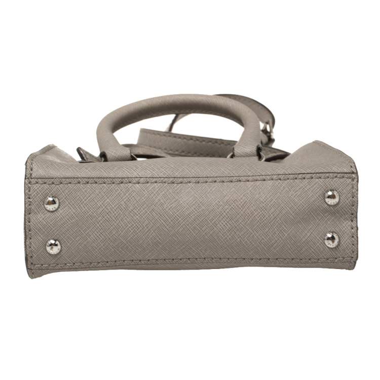 Pre Owned MICHAEL Michael Kors Grey Leather Mini Hamilton Crossbody Bag