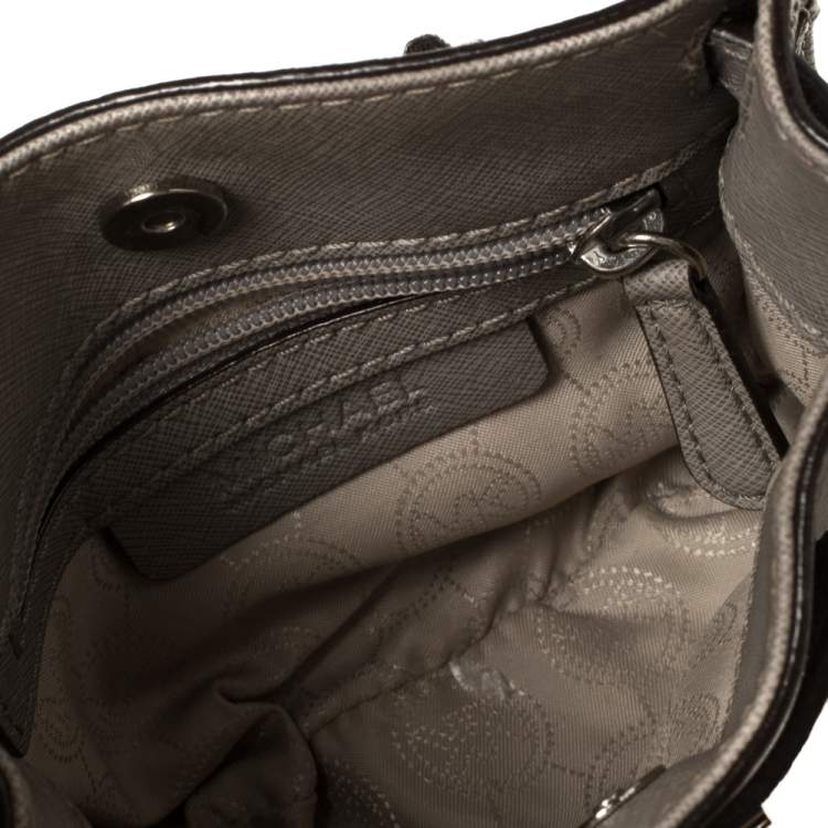 Pre Owned MICHAEL Michael Kors Grey Leather Mini Hamilton Crossbody Bag
