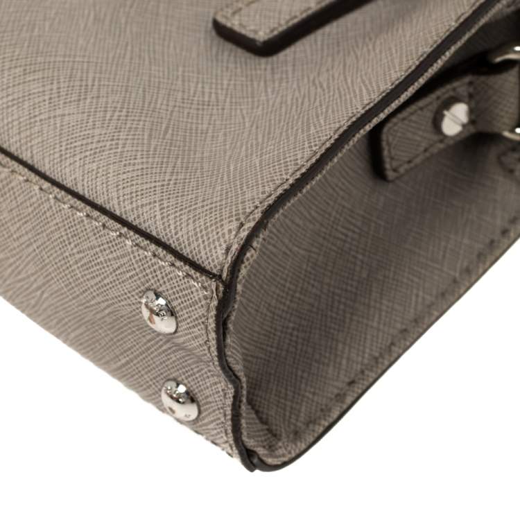 Pre Owned MICHAEL Michael Kors Grey Leather Mini Hamilton Crossbody Bag