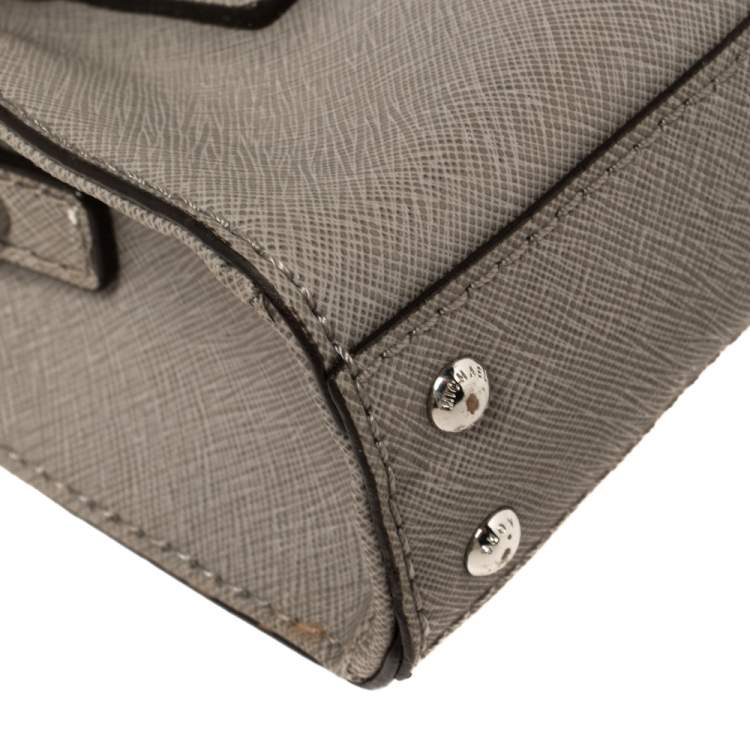 Pre Owned MICHAEL Michael Kors Grey Leather Mini Hamilton Crossbody Bag