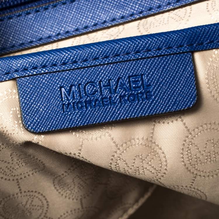 Pre Owned Michael Kors Royal Blue Saffiano Leather Large Jet Set Travel Tote