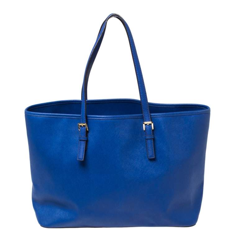 Pre Owned Michael Kors Royal Blue Saffiano Leather Large Jet Set Travel Tote