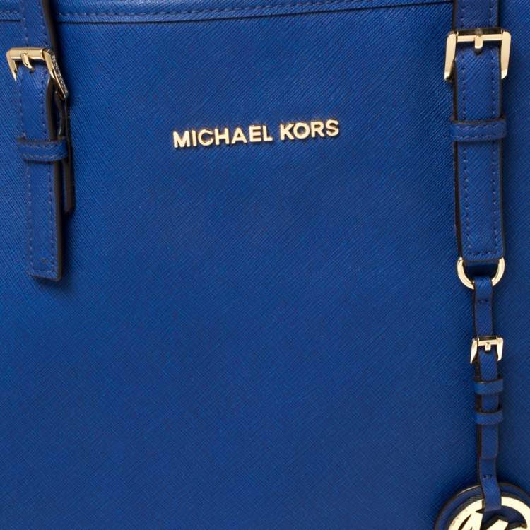 Pre Owned Michael Kors Royal Blue Saffiano Leather Large Jet Set Travel Tote