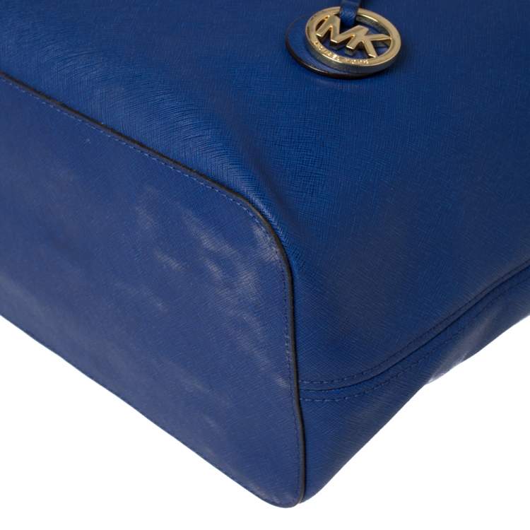 Pre Owned Michael Kors Royal Blue Saffiano Leather Large Jet Set Travel Tote