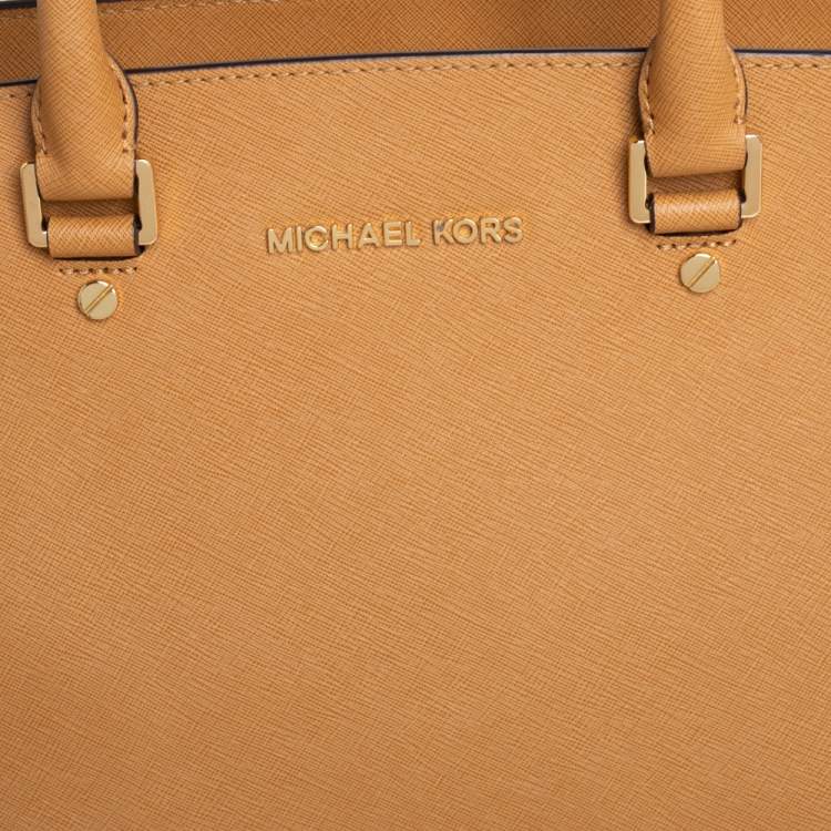Pre Owned MICHAEL Michael Kors Tan Saffiano Leather Large Selma Tote