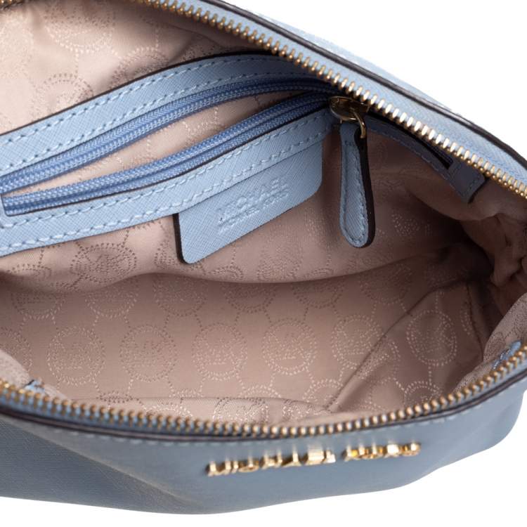 Pre Owned MICHAEL Michael Kors Powder Blue Saffiano Leather Medium Cindy Dome Crossbody Bag