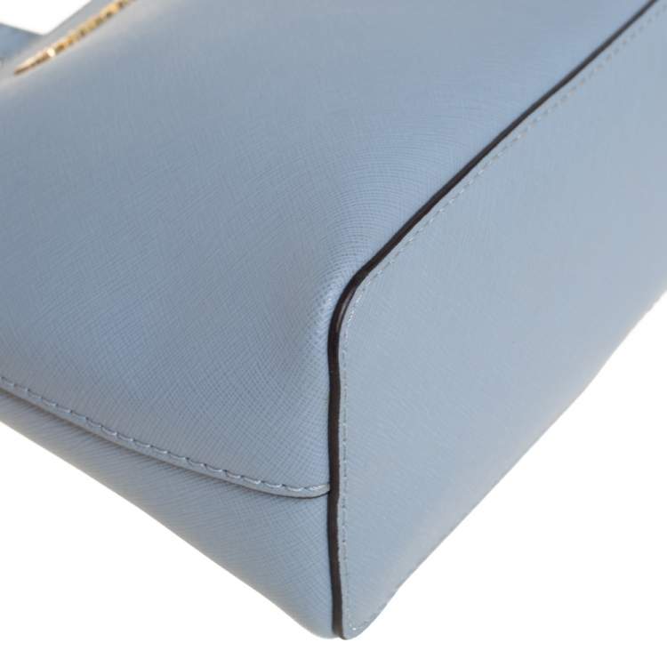 Pre Owned MICHAEL Michael Kors Powder Blue Saffiano Leather Medium Cindy Dome Crossbody Bag