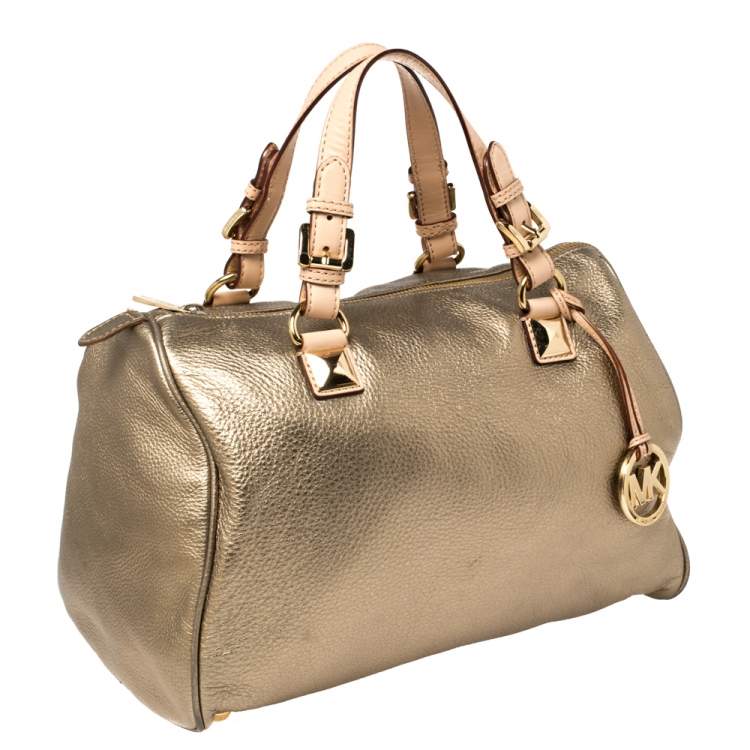 مملوكة مسبقًا MICHAEL Michael Kors Metallic Gold Leather Large Grayson Satchel