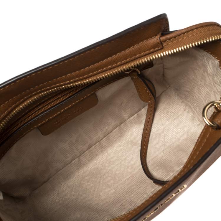 Pre Owned MICHAEL Micheal Kors Brown Saffiano Leather Small Selma Crossbody Bag