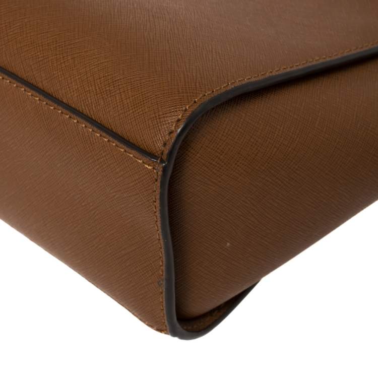 Pre Owned MICHAEL Micheal Kors Brown Saffiano Leather Small Selma Crossbody Bag