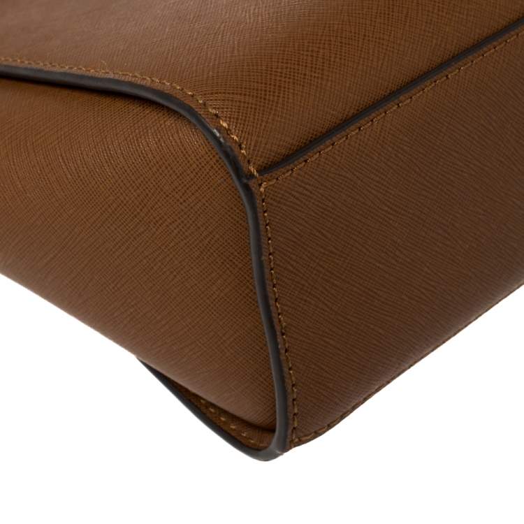 Pre Owned MICHAEL Micheal Kors Brown Saffiano Leather Small Selma Crossbody Bag