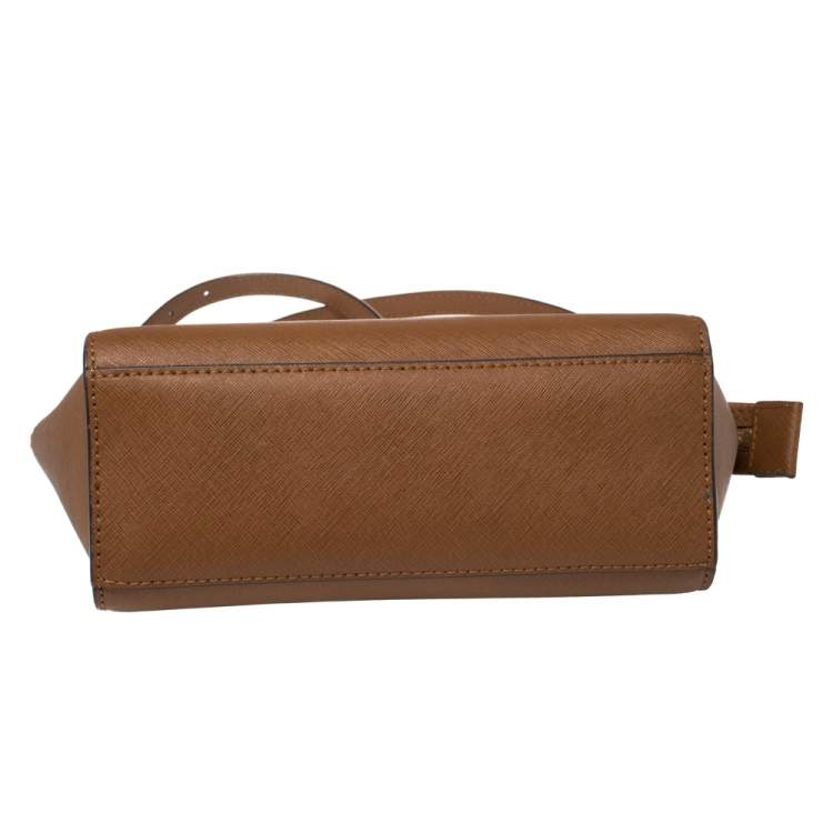Pre Owned MICHAEL Micheal Kors Brown Saffiano Leather Small Selma Crossbody Bag