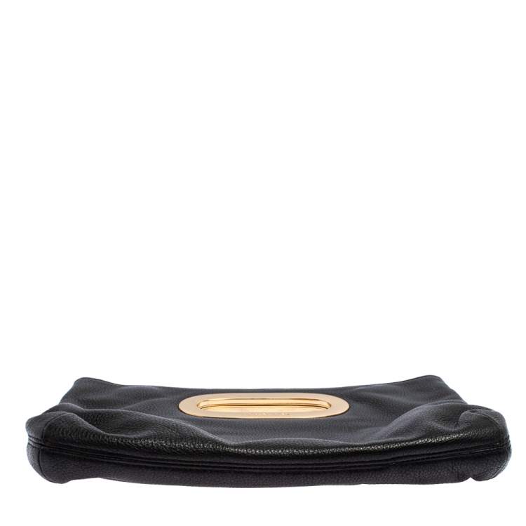Pre Owned MICHAEL Michael Kors Black Pebbled Leather Berkley Clutch