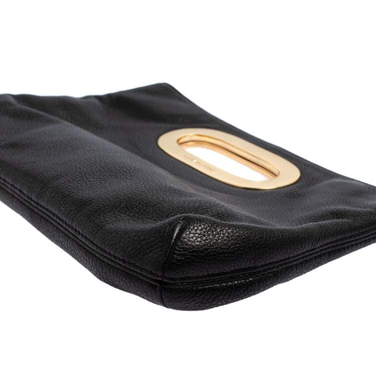 Pre Owned MICHAEL Michael Kors Black Pebbled Leather Berkley Clutch