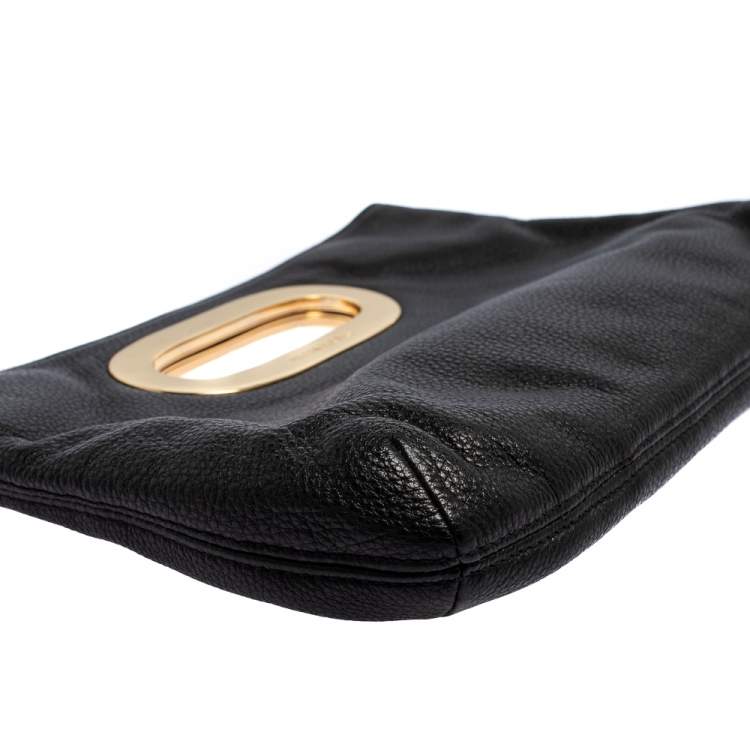 Pre Owned MICHAEL Michael Kors Black Pebbled Leather Berkley Clutch