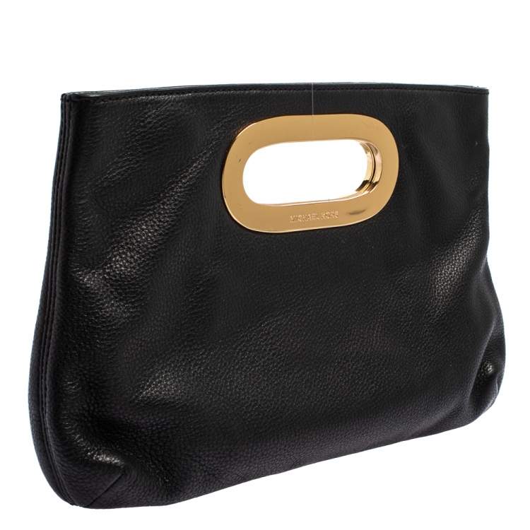 Pre Owned MICHAEL Michael Kors Black Pebbled Leather Berkley Clutch