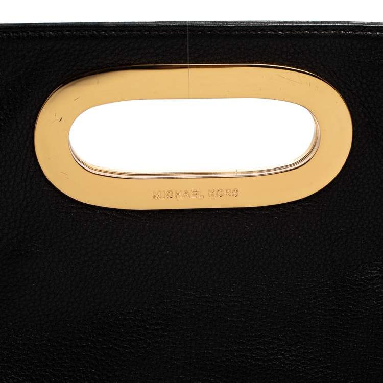Pre Owned MICHAEL Michael Kors Black Pebbled Leather Berkley Clutch