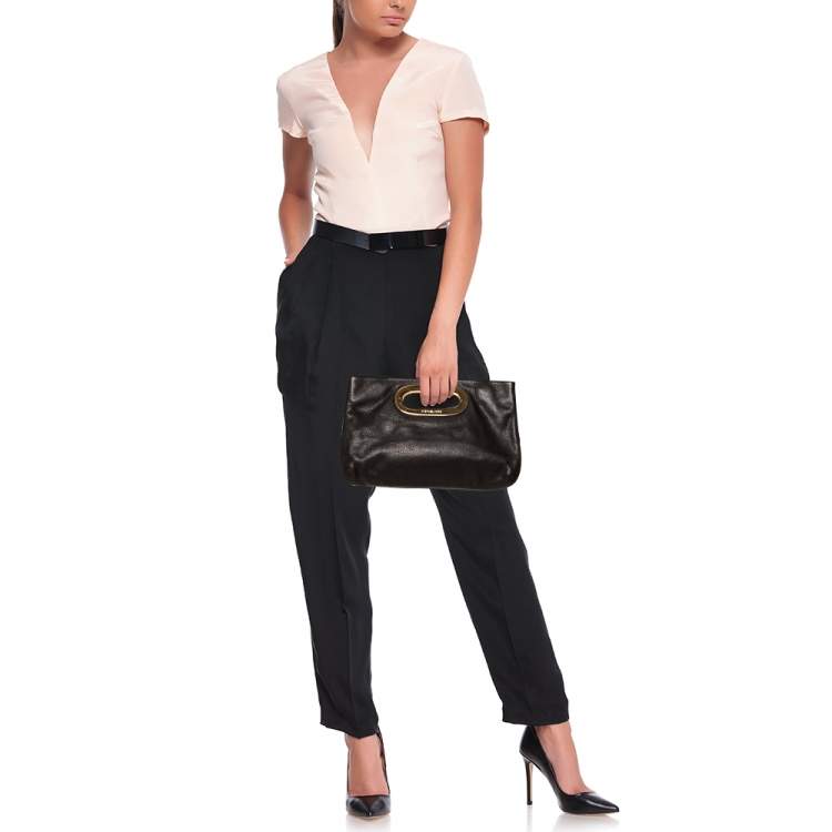 Pre Owned MICHAEL Michael Kors Black Pebbled Leather Berkley Clutch
