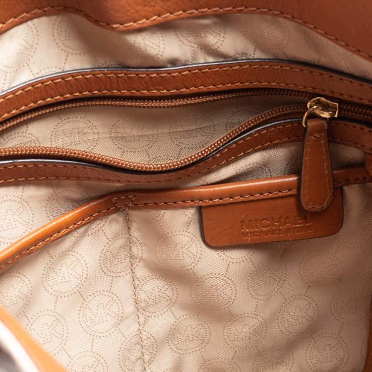 Pre Owned MICHAEL Michael Kors White Signature Coated Canvas and Leather Large Hamilton North South Tote