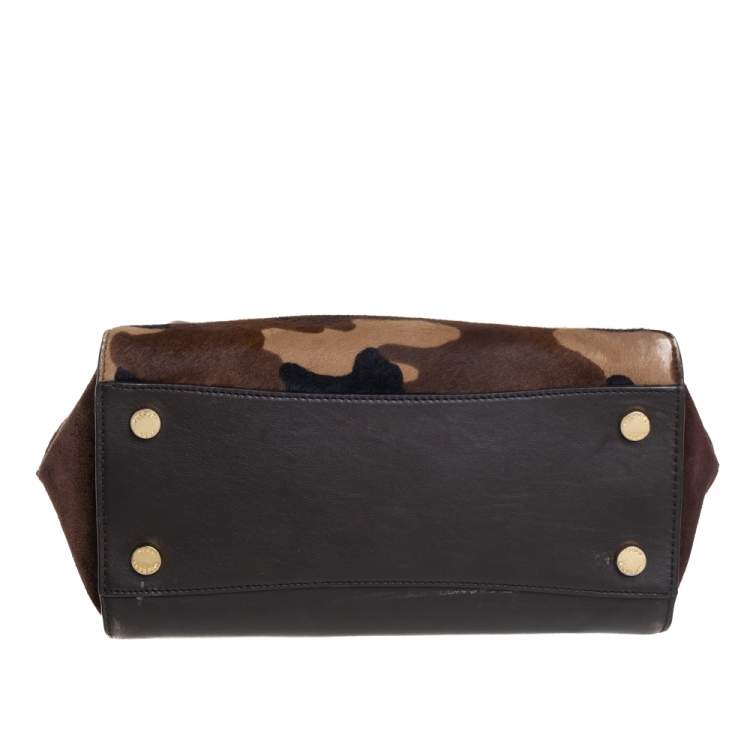 Pre Owned MICHAEL Michael Kors Brown Camouflage Calfhair,Suede and Leather Hamilton Tote 