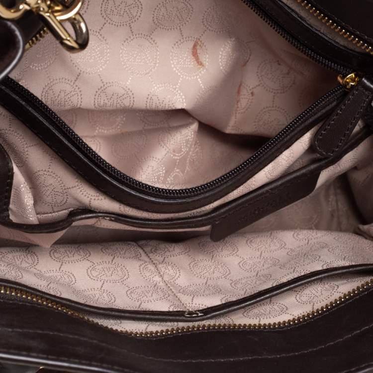 Pre Owned MICHAEL Michael Kors Brown Camouflage Calfhair,Suede and Leather Hamilton Tote 