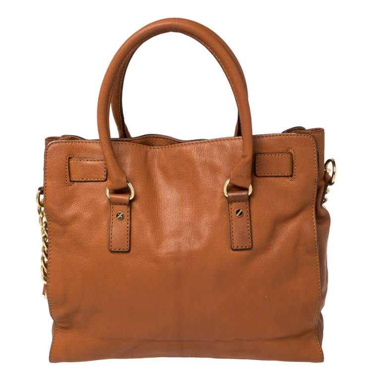 Pre Owned MICHAEL Michael Kors Brown Leather Large Hamilton North South Tote