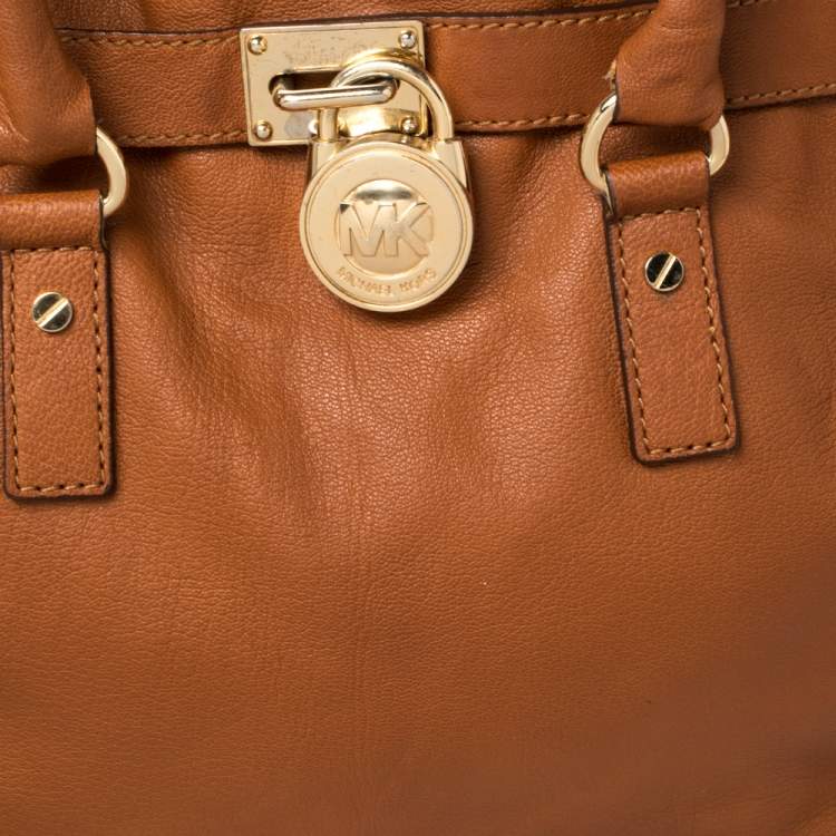 Pre Owned MICHAEL Michael Kors Brown Leather Large Hamilton North South Tote