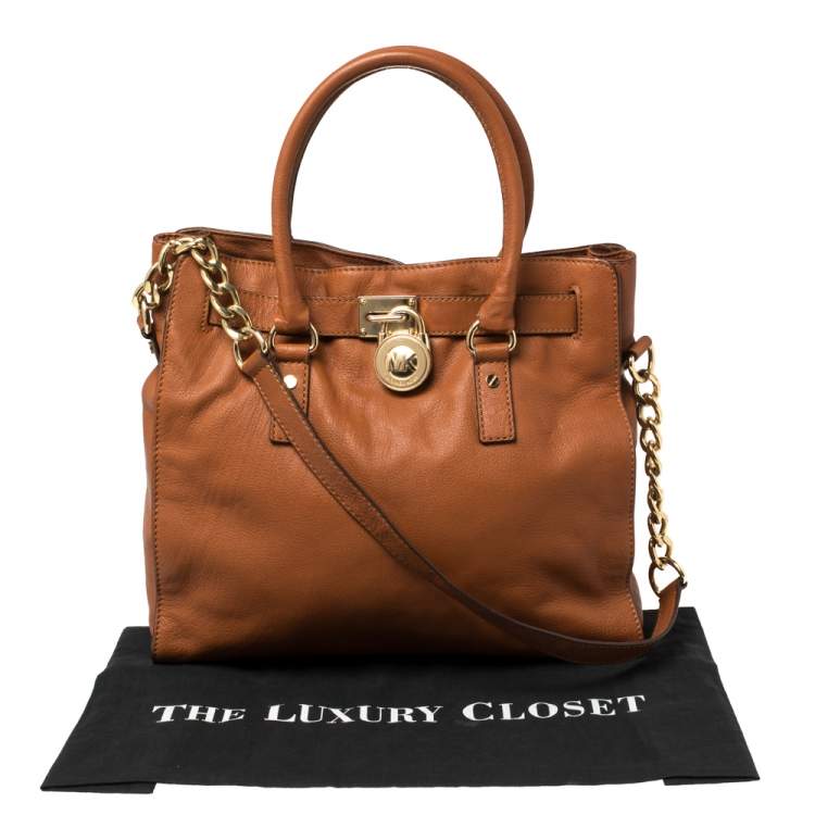Pre Owned MICHAEL Michael Kors Brown Leather Large Hamilton North South Tote