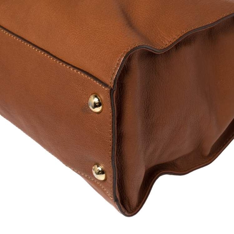 Pre Owned MICHAEL Michael Kors Brown Leather Large Hamilton North South Tote