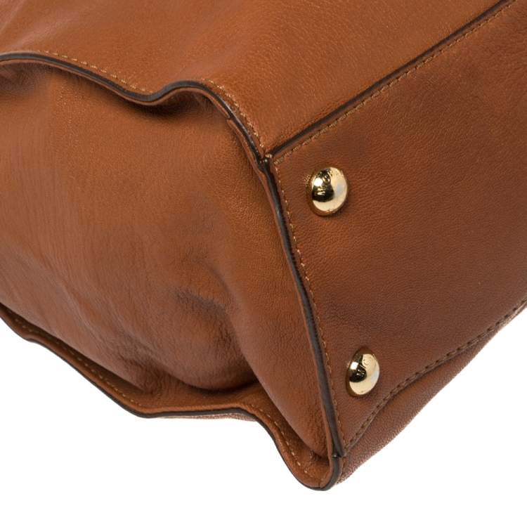 Pre Owned MICHAEL Michael Kors Brown Leather Large Hamilton North South Tote