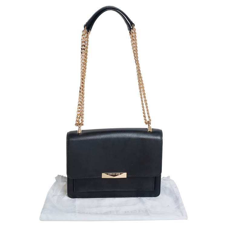 Pre Owned Michael Kors Black Leather Jade Crossbody Bag