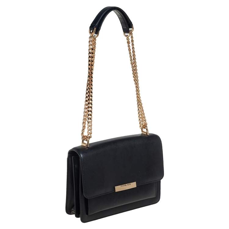Pre Owned Michael Kors Black Leather Jade Crossbody Bag