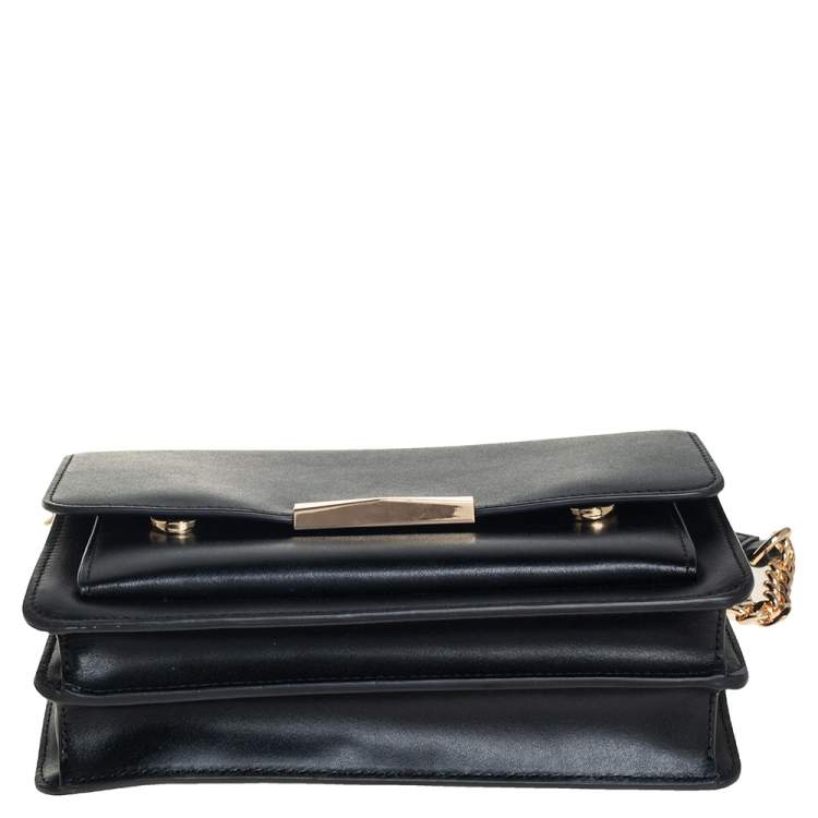 Pre Owned Michael Kors Black Leather Jade Crossbody Bag