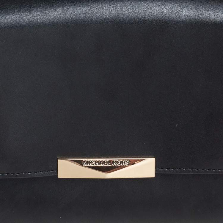 Pre Owned Michael Kors Black Leather Jade Crossbody Bag
