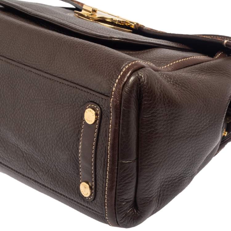 Pre Owned MICHAEL Michael Kors Brown Leather and Calfhair Margo Top Handle Bag