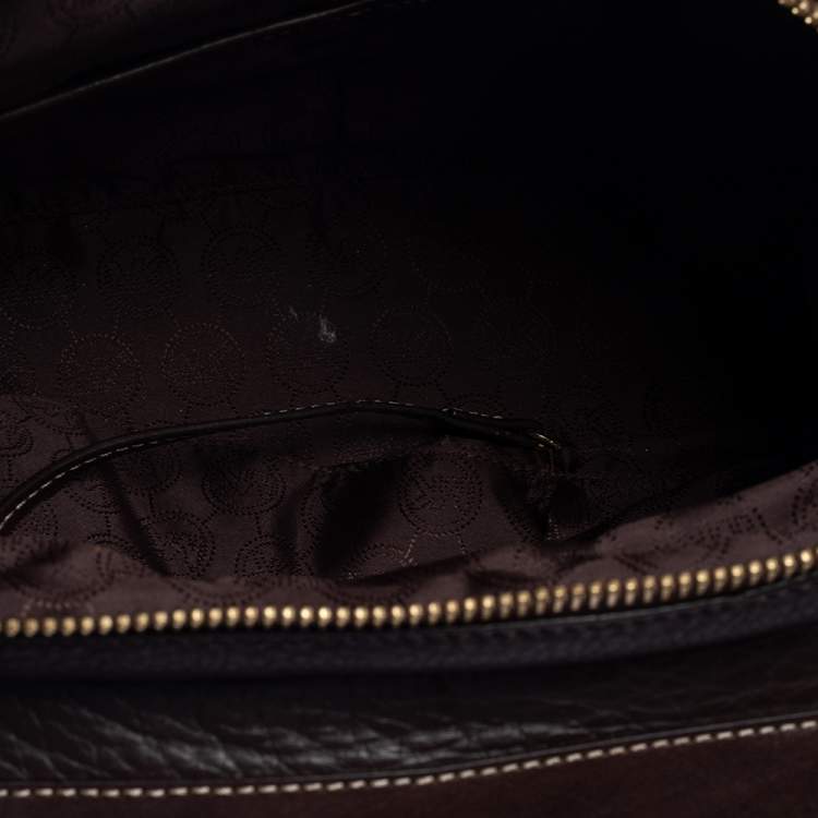 Pre Owned MICHAEL Michael Kors Brown Leather and Calfhair Margo Top Handle Bag