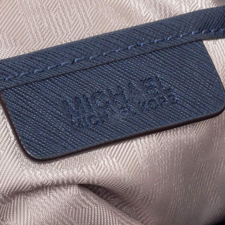 Pre Owned MICHAEL Michael Kors Navy Blue Leather Medium Cynthia Tote