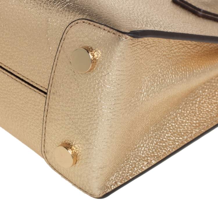 Pre Owned MICHAEL Michael Kors Metallic Gold Leather Small Mercer Tote